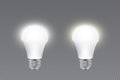 Set of LED light bulbs with cold and warm light, glowing effect