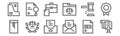 Set of 12 legal document icons. outline thin line icons such as document, letter, legal, hammer, briefcase, search