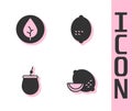 Set Lemon, Tea leaf, Mate tea and icon. Vector