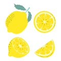 Set of lemons isolated on white background