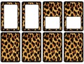 Set of leopard tags, full pattern reverse, frame obverse. Isolated. Royalty Free Stock Photo