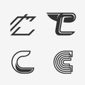 The set of letter C sign, logo, icon design template elements. Royalty Free Stock Photo