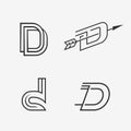 The set of letter D sign, logo, icon design template elements. Royalty Free Stock Photo