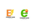Set of Letter E bolt logo symbol icon vector designs illustration Royalty Free Stock Photo