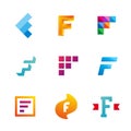 Set of letter F logo icons design template elements Royalty Free Stock Photo