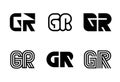 Set of letter GR logos