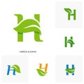 Set of Letter H with Leaf logo design concept vector. Initial H Nature logo template Royalty Free Stock Photo