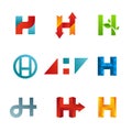 Set of letter H logo icons design template elements Royalty Free Stock Photo