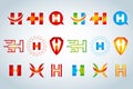 Set of letter H logo icons design template elements, emblems. Collection of signs Royalty Free Stock Photo