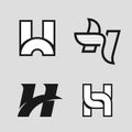 The set of letter H sign, logo, icon design template elements. Royalty Free Stock Photo