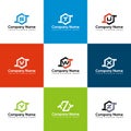 Set letter hammer logo icon design vector