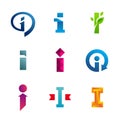 Set of letter I logo icons design template elements Royalty Free Stock Photo