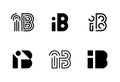 Set of letter IB logos