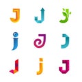 Set of letter J logo icons design template elements. Collection Royalty Free Stock Photo