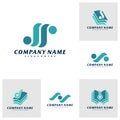 Set of Letter JS Logo Design Template. Initial JS logo concept vector. Emblem, Creative Symbol, Icon Royalty Free Stock Photo