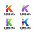 Set of letter K logo design template with colorful concept. icon for business of fashion, sport, automotive, elegant Royalty Free Stock Photo