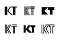 Set of letter KT logos