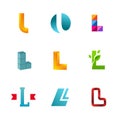 Set of letter L logo icons design template elements Royalty Free Stock Photo