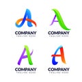 Bundle set of creative colorful letter A logo design. Alphabet vector element Royalty Free Stock Photo