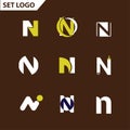 Etter logo design template elements collection of vector letter N logo Royalty Free Stock Photo