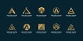 Set of letter A logo with golden creative and smart concept Premium Vector