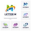 Set of Letter M Logo design concepts. Initial M planet Logo design template vector. Icon Symbol Royalty Free Stock Photo