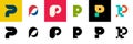 Set of letter P. icon design