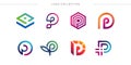 Set of letter P logo design collection, modern, gradient, abstract, letter Premium Vector Royalty Free Stock Photo