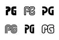 Set of letter PG logos