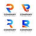 Set of creative letter R colorful gradient logo design. Alphabet vector element Royalty Free Stock Photo