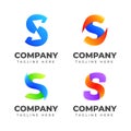 Set of letter S logo design template with colorful concept. icon for business of sport, automotive, fashion, elegant Royalty Free Stock Photo