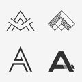 The set of letter A sign, logo, icon design template elements. Royalty Free Stock Photo
