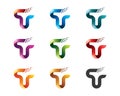 Set of letter T logo template. Colorful letter T design vector. Royalty Free Stock Photo
