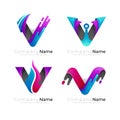 V logo with 3d colorful , combination logos Royalty Free Stock Photo
