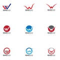 Set of  Letter W, Check Logo Design Template. Royalty Free Stock Photo