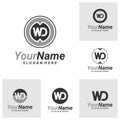Set of Letter WD Logo Design Template. Initial WD logo concept vector. Creative Icon Symbol Royalty Free Stock Photo
