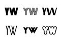 Set of letter YW logos