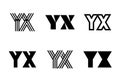 Set of letter YX logos