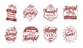 The set of lettering emblems Happy Thanksgiving day. The autumn doodle