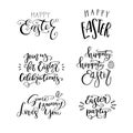 Set of lettering phrase Happy Easter, Hippity, Hoppity Easter, Easter party, Some Bunny Loves You, Join us for Easter Celebrations Royalty Free Stock Photo