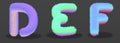 Set of letters D,E,F with the effect of fur. Royalty Free Stock Photo