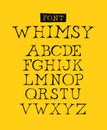 Set of letters of the English font. Vector. Font name whimsy. Alphabet of latin letters. The style is free, arbitrary, inscription