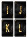 Set of letters I, J, K, L. Alphabet on vintage playing cards. Isolated on white background. Royalty Free Stock Photo