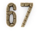 Set of letters, numbers and symbols from gold bars. 3D