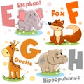 A set of letters with pictures of animals, words from the English alphabet. For the education of children. Party 2 Royalty Free Stock Photo