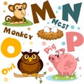 A set of letters with pictures of animals, words from the English alphabet. For the education of children. Party 4