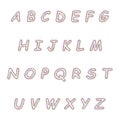 A set of letters from small multi-colored dots, the English alphabet. Print, elements for decor