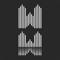 Set letters W logo initial monogram minimal style, vertical black and white parallel thin lines, linear shape calligraphic Royalty Free Stock Photo