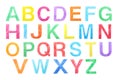 Set of letters written with color pencils on background, top view Royalty Free Stock Photo