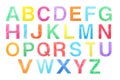 Set of letters written with color pencils on background, top view Royalty Free Stock Photo